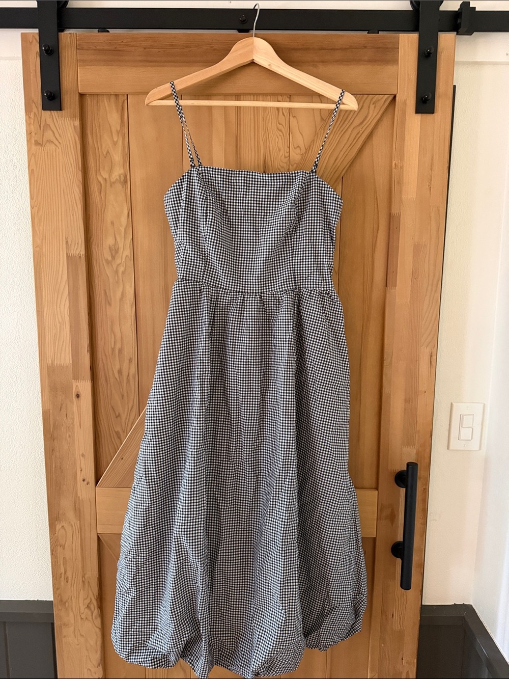 GAP Black and White Gingham Bubble hem Strapless Sundress